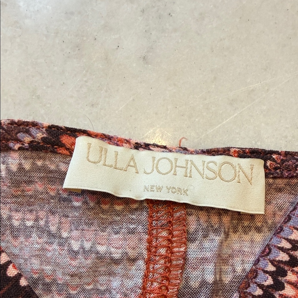 NWOT Ulla Johnson Allie Red and Pink Patterned ruched Tank Top - Picture 3 of 6
